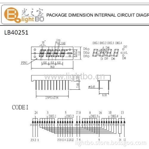 0.25 Inch 4 Digit Common Anode Red 7 Segment Small Size Led Clock Displays 